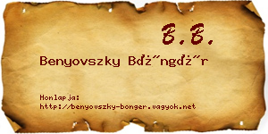Benyovszky Böngér névjegykártya